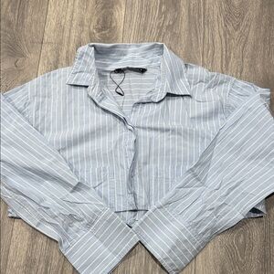 Zara Light Blue Striped Casual Shirt